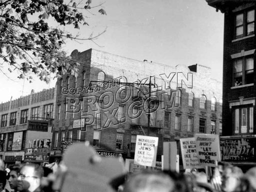 Jews demonstrating on Pitkin Avenue against President Eisenhower's policies, 1950s Old Vintage Photos and Images