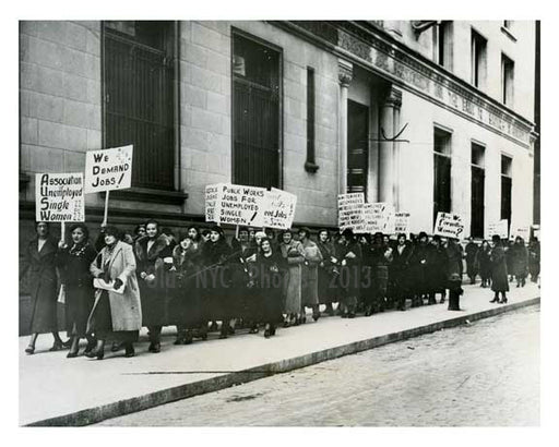 Jobs Demonstration downtown Manhattan during the Great Depression 1933 Old Vintage Photos and Images