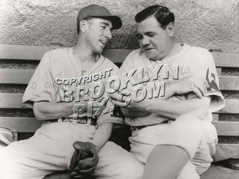 Johnny Hudson with Babe Ruth, when Ruth was a Dodgers coach, 1938