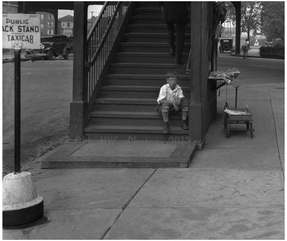 kid waiting at the Broadway Train Station Old Vintage Photos and Images