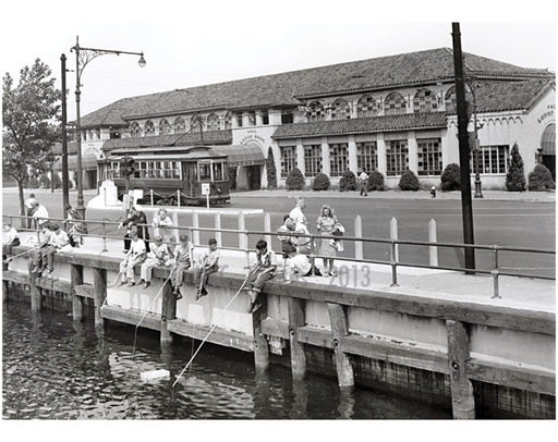 Kids fishing across from Lundy's - Ocean & Emmons Avenues 1950 Old Vintage Photos and Images