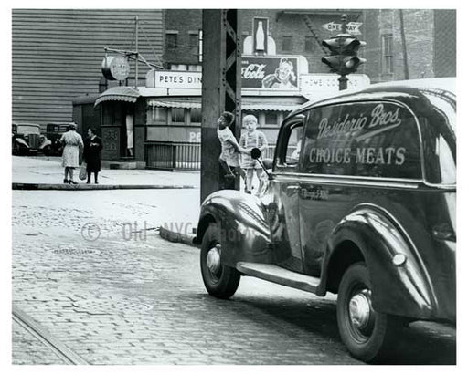Kids on street outside of the Diner - Brooklyn NY 1945 Old Vintage Photos and Images