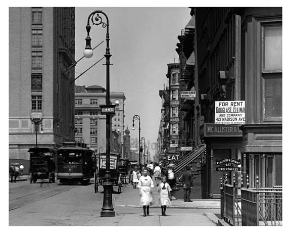 Kids walking down Lexington & 44th - Midtown East  1912 - NYC Old Vintage Photos and Images