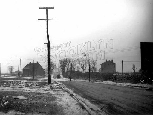 Kings Highway prior to widening, looking west to Utica Avenue showing Garret Kouwenhoven Homestead, 1923 Old Vintage Photos and Images