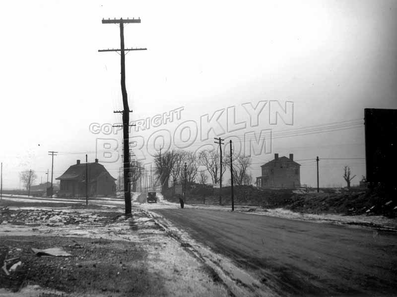 Kings Highway prior to widening, looking west to Utica Avenue showing Garret Kouwenhoven Homestead, 1923 Old Vintage Photos and Images