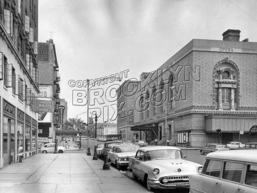 Lafayette Avenue looking east to Adelphi Place showing Brooklyn Academy of Music, 1961 Old Vintage Photos and Images