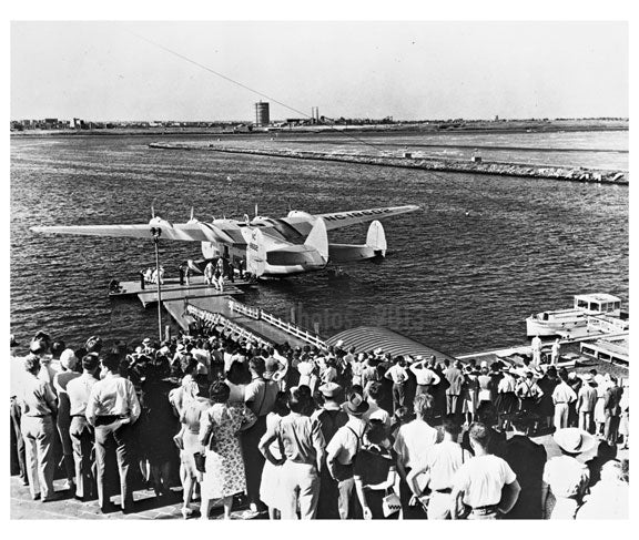 LaGuardia Marine Terminal - Inauguration of  Trans Atlantic flights spring 1940 Old Vintage Photos and Images
