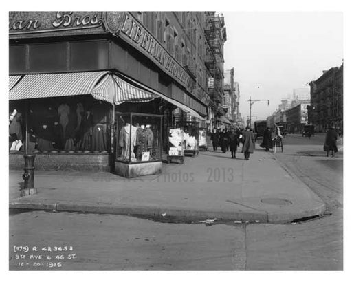 Lieberman Brothers Clothes Shop on the corner of 8th Avenue   & 46th Street  - Midtown Manhattan - 1914 Old Vintage Photos and Images