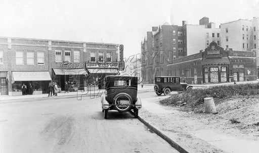 Lincoln Place looking east to Washington Avenue showing the closed Strand Theater, 1924 Old Vintage Photos and Images