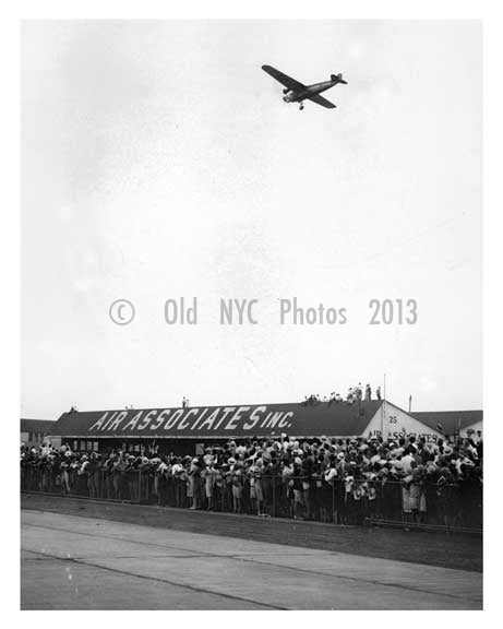 Lindenbergh just before landing in Rooselvelt Field 6 26 1930 - Garden City - Long Island, NY Old Vintage Photos and Images