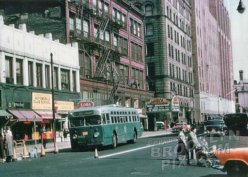 Livingston Street, showing Abraham & Straus and Loew's Metropolitan Theater, 1960 Old Vintage Photos and Images