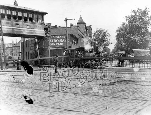Long Island Rail Road locomotive, Atlantic Avenue at Ft. Greene Pl., 1898 Old Vintage Photos and Images