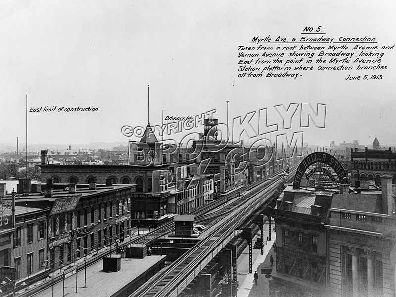 Looking east from Myrtle Avenue on Broadway Brooklyn L in 1913 Old Vintage Photos and Images