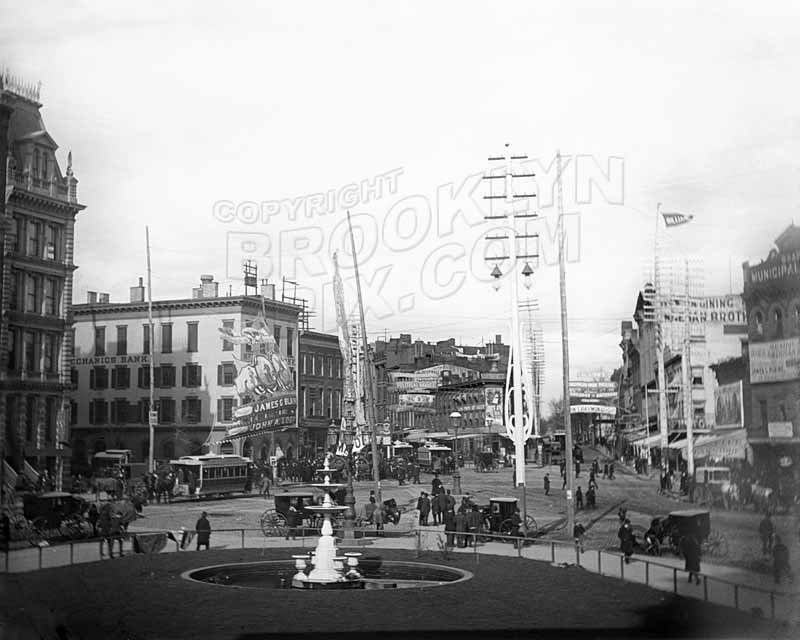 Looking north from the steps of Brooklyn City Hall now Borough Hall, 1 — Old NYC Photos