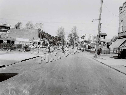 Looking north on Autumn Avenue toward Atlantic Avenue and Long Island Rail Road crossing, 1927 Old Vintage Photos and Images