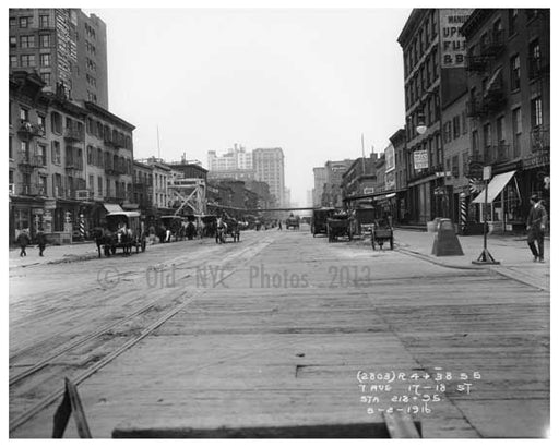 Looking north up 7th Avenue between 17 & 18th Streets - March 20 1916 Chelsea, Manhattan Old Vintage Photos and Images