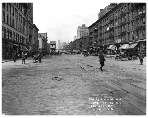 Looking north up 7th Avenue between 26 & 27th  Streets - March 20 1916 Chelsea, Manhattan Old Vintage Photos and Images