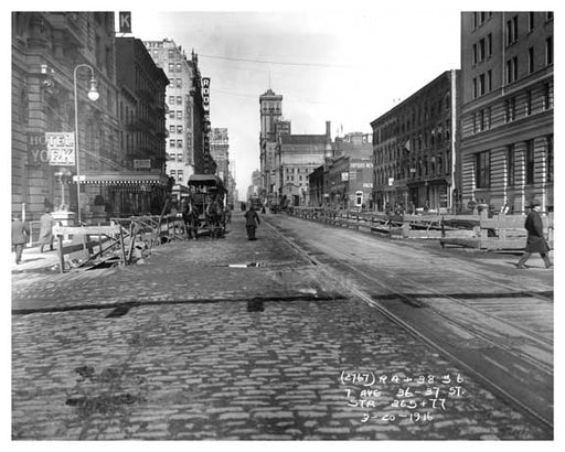 Looking North up 7th Avenue between 36th & 37th Streets March 20 1916 Chelsea, Manhattan Old Vintage Photos and Images