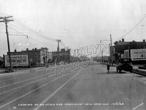 Looking south on Utica Avenue from East New York Avenue, 1928 Old Vintage Photos and Images