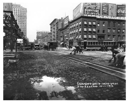 Looking up 7th Avenue at W. 34th Street - 1917 Chelsea NY, NY Old Vintage Photos and Images