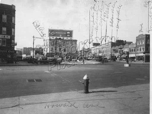 Looking west from Howard Ave. showing Automobile Row along Pitkin Ave., ENY Avenue on the left, 1930 Old Vintage Photos and Images
