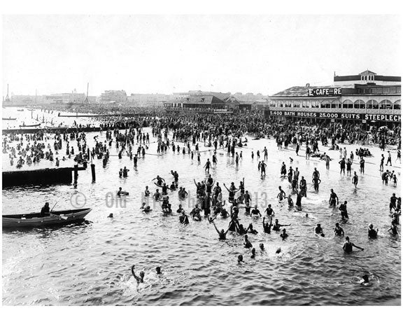 looking west from Steeplechase pier showing Sunday bathers 1922 Old Vintage Photos and Images