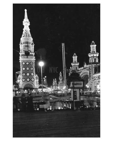Luna Park at night Coney Island Brooklyn NYC Old Vintage Photos and Images