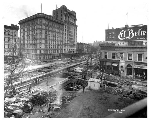 Major construction at 66th Street & Broadway Aerial view - Upper West Side - New York, NY 1901 Old Vintage Photos and Images