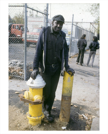 Man by Fire Hydrant - Flatbush Brooklyn NY Old Vintage Photos and Images
