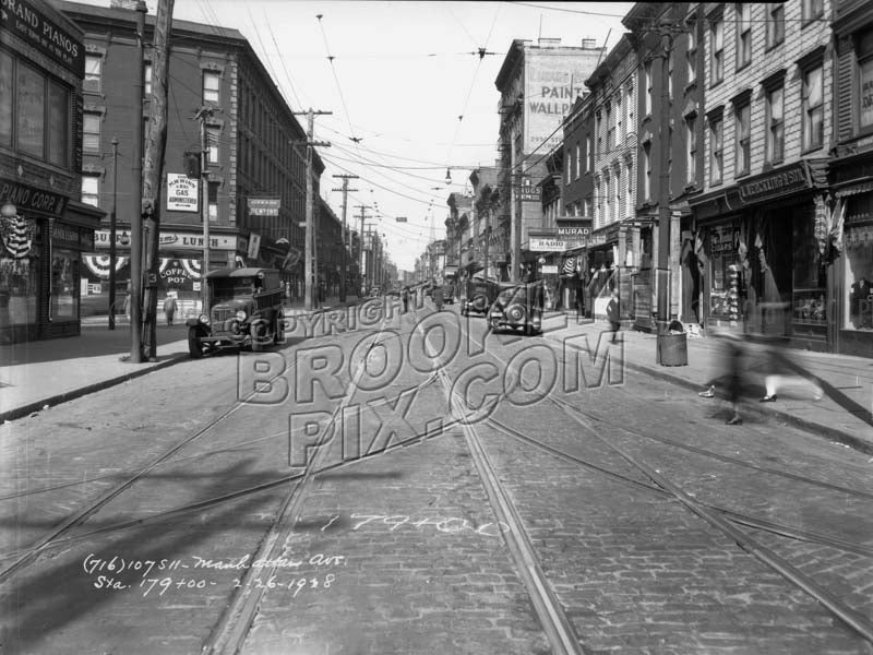 Manhattan Avenue looking north to Bedford Avenue, 1928 Old Vintage Photos and Images