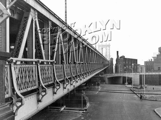 Manhattan Bridge from Brooklyn, new Brooklyn-Queens express in middle ground, 1959 Old Vintage Photos and Images