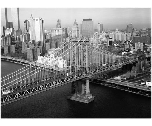 Manhattan Bridge - oblique perspective of Manhattan tower Old Vintage Photos and Images