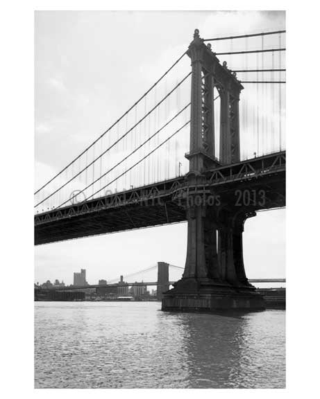 Manhattan Bridge  - Over the East River seen from Brooklyn, NY Old Vintage Photos and Images