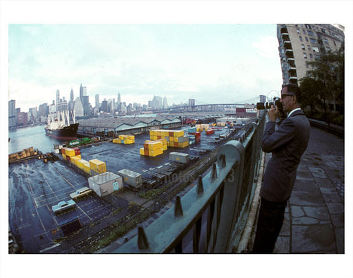 Manhattan Skyline from Brooklyn Rooftop - taking a picture of someone taking a picture Old Vintage Photos and Images