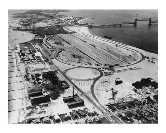 Marine Parkway Bridge - Aerial shot alsio shown here - Jacob Riis Park- 1936 Queens, NY Old Vintage Photos and Images