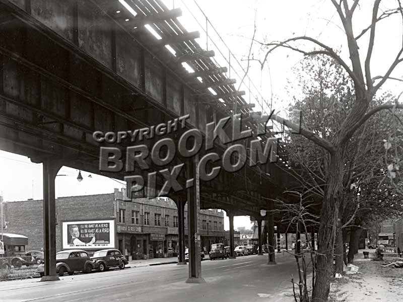 McDonald Avenue (former Gravesend Avenue), south to Avenue P, in 1950. Culver Line el above. Old Vintage Photos and Images