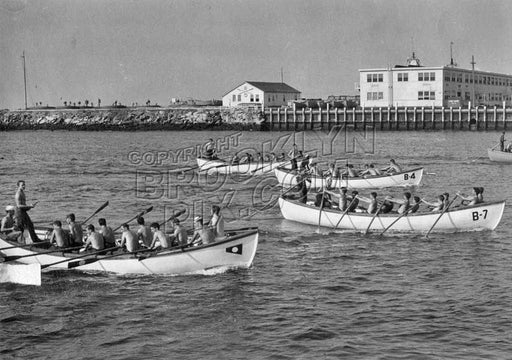 Military scene off Manhattan Beach showing Naval Training Station, WWII Old Vintage Photos and Images