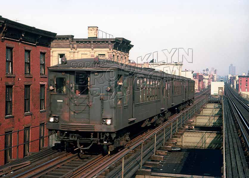 Myrtle Avenue el train in last days of operation, near Grand Avenue, c.1969 Old Vintage Photos and Images