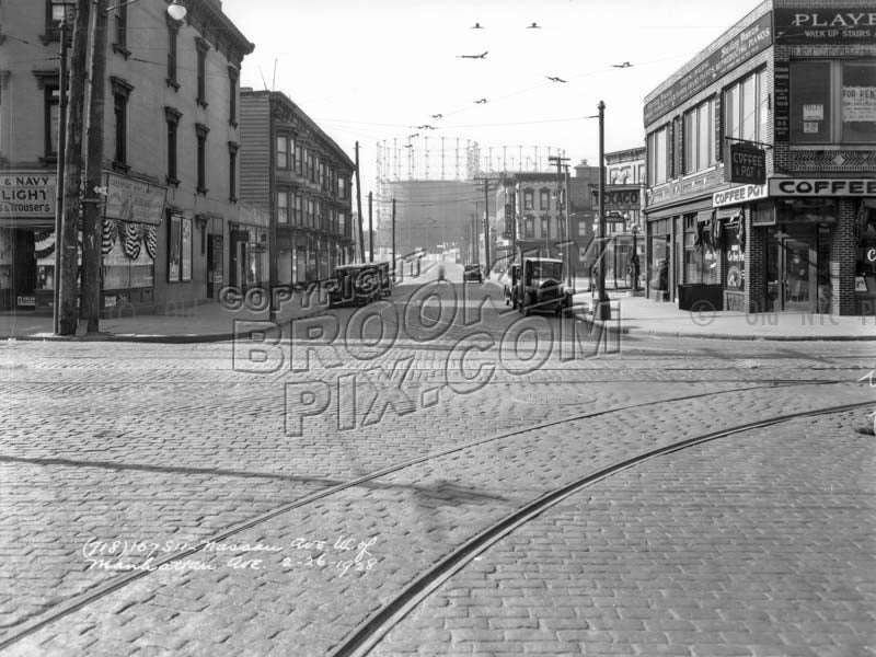 Nassau Avenue looking west at Manhattan Avenue, 1928 Old Vintage Photos and Images