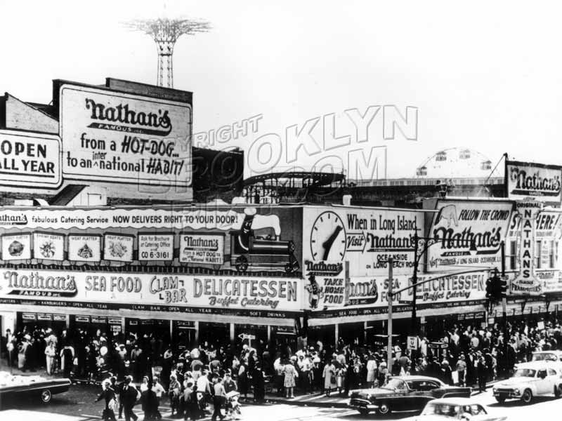 Nathan's Famous, Surf and Stillwell Avenues, c.1964 Old Vintage Photos and Images
