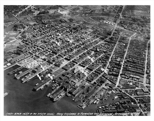 Navy Airplanes in formation over Greenpoint Old Vintage Photos and Images