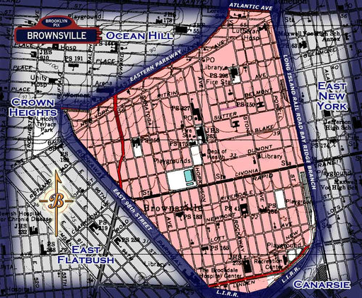 Neighborhood borders map for Brownsville Old Vintage Photos and Images