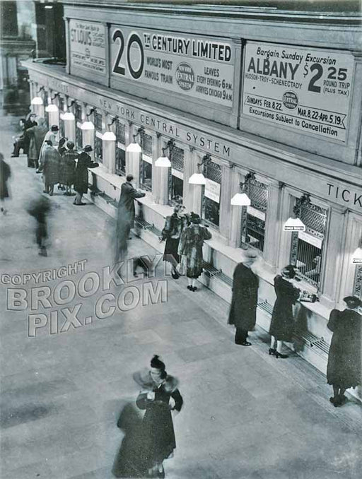 New York Central ticket office in Grand Central Terminal, 1955 - Midtown East - Manhattan Old Vintage Photos and Images