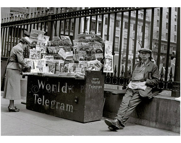 Newsstand on Church Street 1939 - St. Paul's Chapel, Trinity Church Cemetary Old Vintage Photos and Images