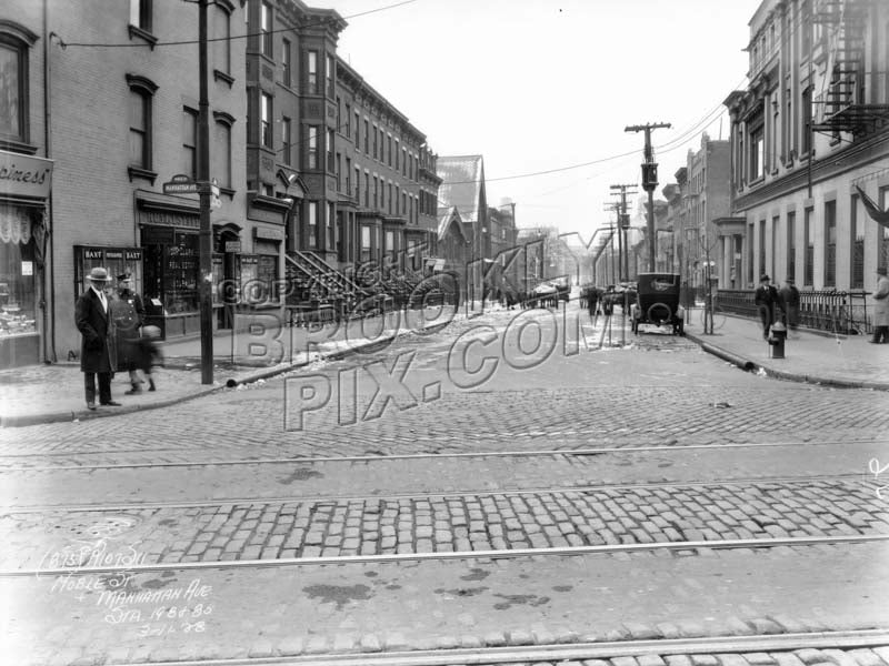 Noble Street from Manhattan Avenue, 1928 Old Vintage Photos and Images