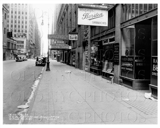 North Side West 35th St between Broadway & 7th Ave Manhattan NYC 1937 Old Vintage Photos and Images