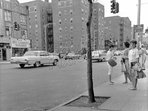 Northbound Ocean Avenue bus stop at Kings Highway, 1961 Old Vintage Photos and Images