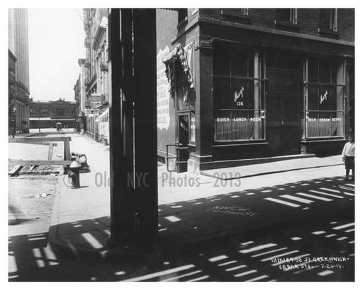 Northwest Corner Cedar Street & Greenwich Street - Manhattan - NYC 1914 Old Vintage Photos and Images