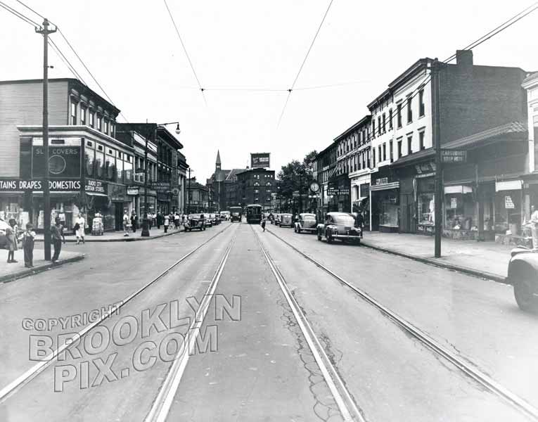 Nostrand Avenue looking north to Herkimer Street, 1944
