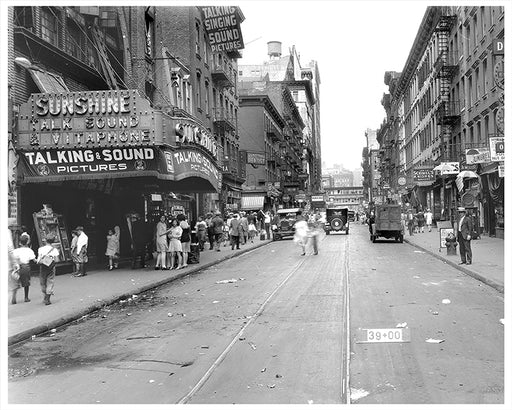 East Houston Street NYC, Sunshine Theater & Schimel's Knishes - 1929